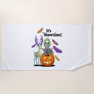 It’s Showtime Funny Halloween Beach Towel