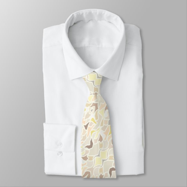 It’s So Ivory Geometric Abstract Pattern  Tie (Tied)