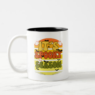 It’s Spooky Season – Cute Halloween Ghosts and Bat Two-Tone Coffee Mug