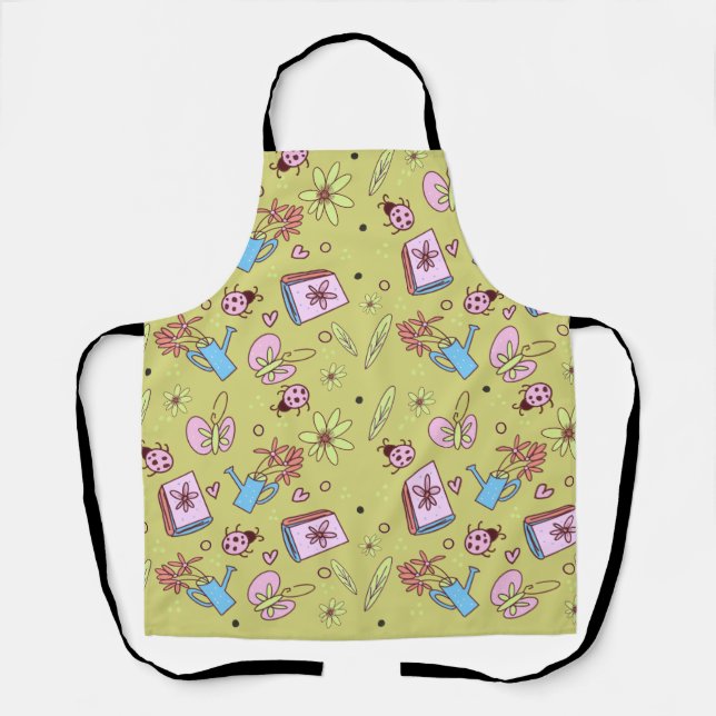 It’s Springtime Book Lovers Colourful Doodles Apron (Front)