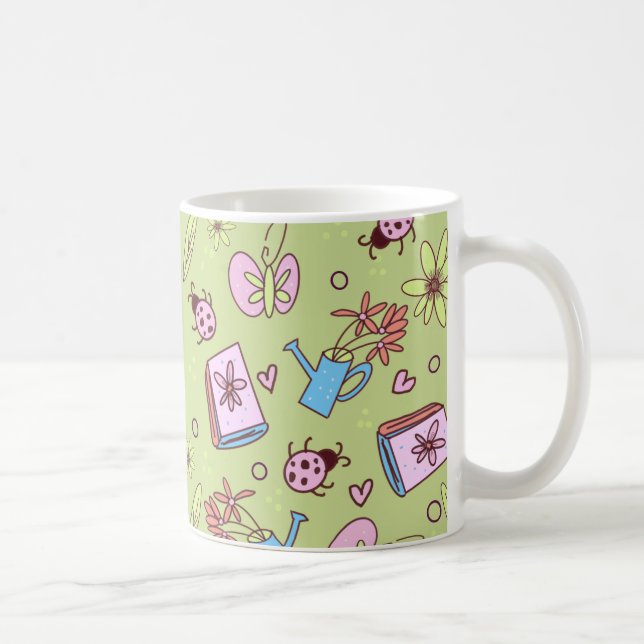 It’s Springtime Book Lovers Colourful Doodles Coffee Mug (Right)