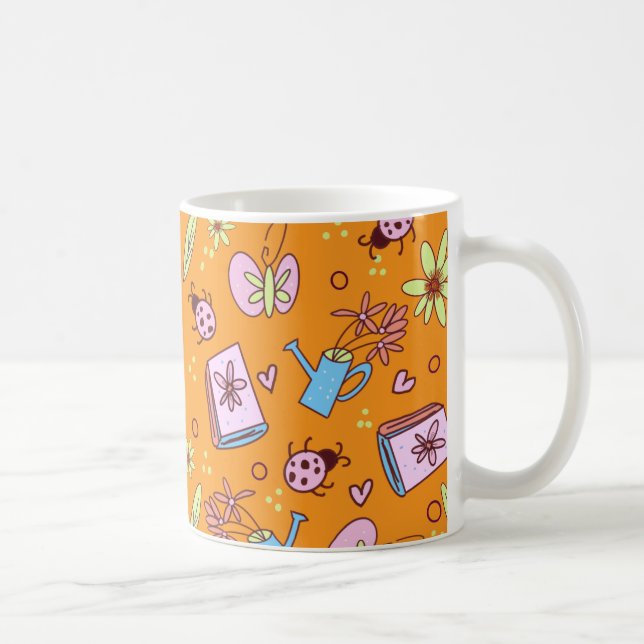 It’s Springtime Book Lovers Colourful Doodles Coffee Mug (Right)
