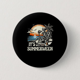 It’s Summerween Skeleton Sunset Vacation 6 Cm Round Badge