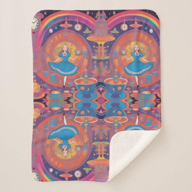 It’s Tea Time Alice Sherpa Blanket (Front)