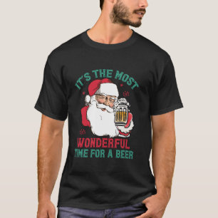It s The Most Wonderful Time For A Beer Santa Hat T-Shirt
