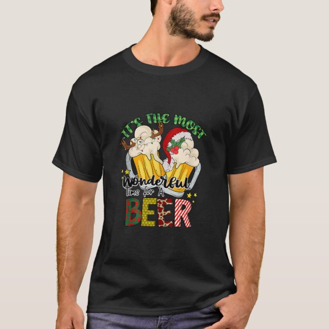 It s The Most Wonderful Time For A Beer Santa Hat  T-Shirt (Front)