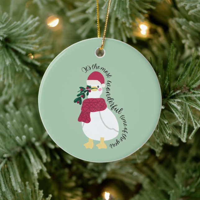 It’s the Most Wonderful Time of the Year | Duck Ceramic Ornament (Tree)