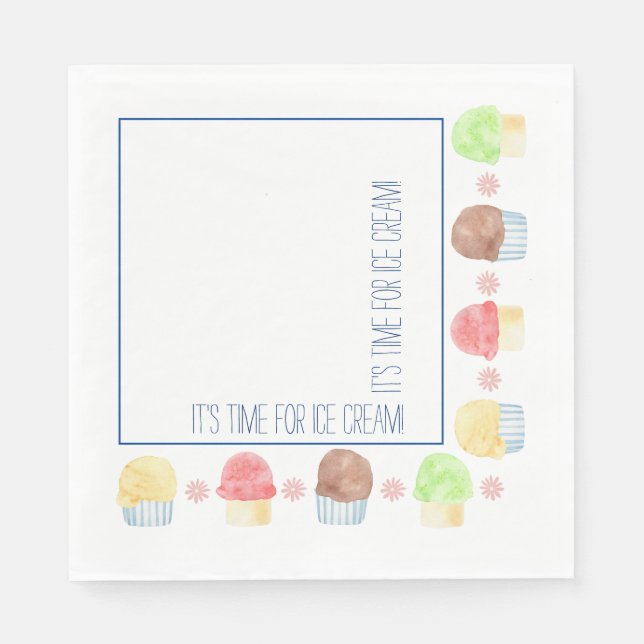 It’s Time For Ice Cream Paper Napkin (Front)
