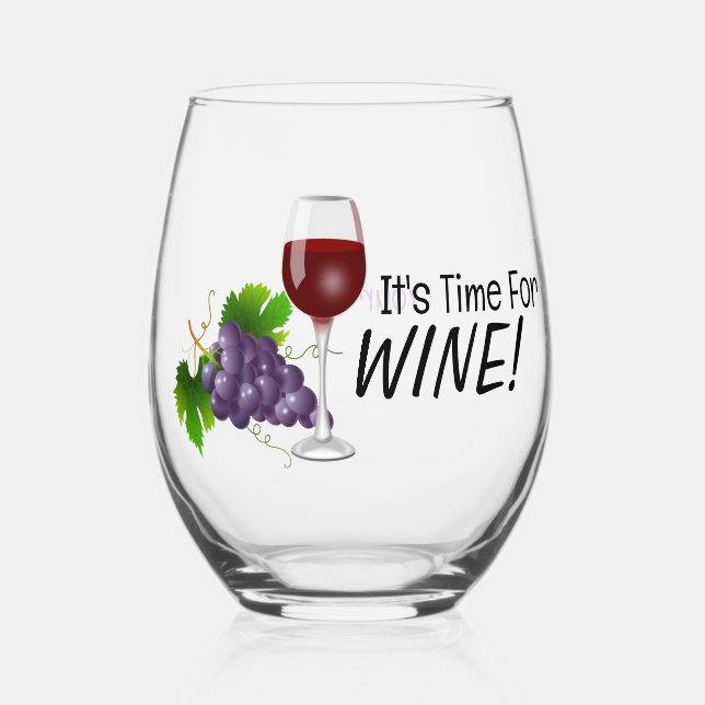 It’s Time For Wine Stemless Wine Glass (Front)