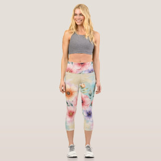 It’s Time To Bloom Tie Dye Florals Capri Leggings
