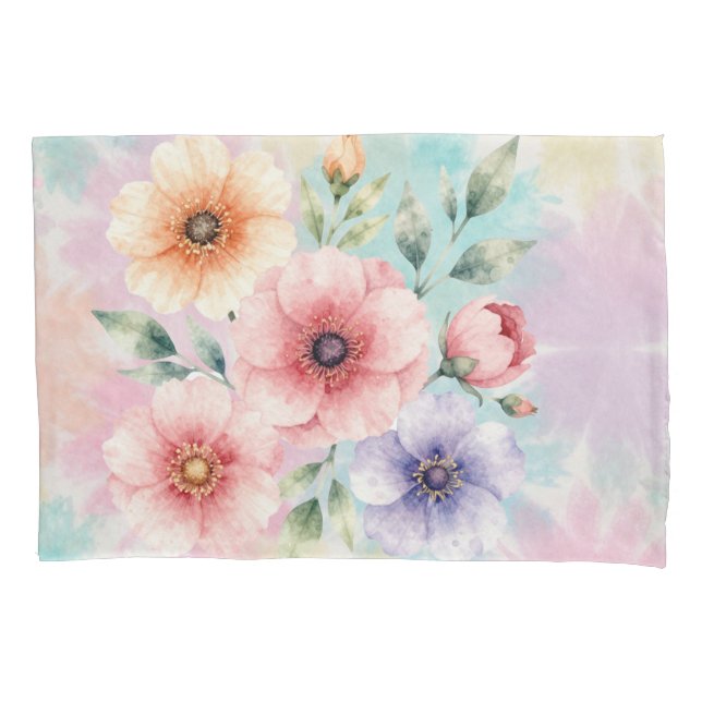 It’s Time To Bloom Tie Dye Florals Pillowcase (Front)