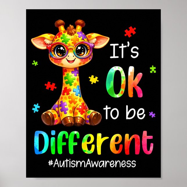 It’s to be different cute giraffe animal autism poster (Front)