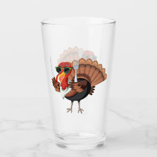 It’s Turkey Time with Red Checker Drinking Glass