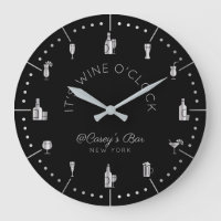 It’s Wine O’Clock Elegant Silver Black Monogram