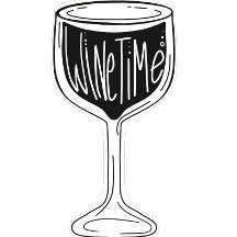 It’s Wine Time black and white wine glass sticker