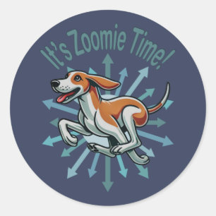 It’s Zoomie Time American Fox Hound Classic Round Sticker