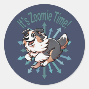 It’s Zoomie Time Australian Shepherd Classic Round Sticker