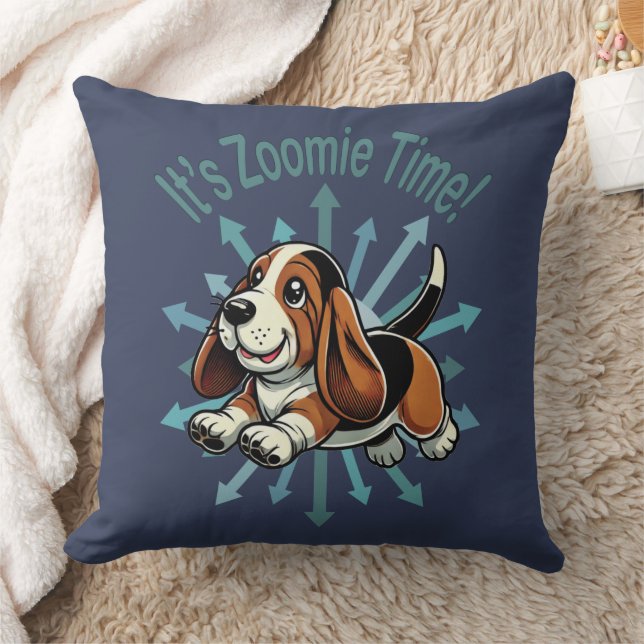 It’s Zoomie Time Basset Hound Cushion (Blanket)