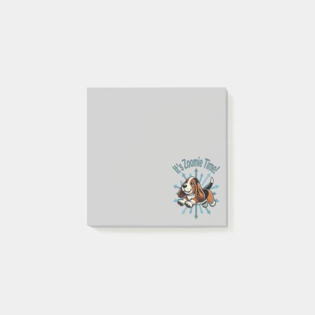 It’s Zoomie Time Basset Hound Post-it Notes (Front)