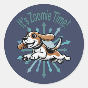 It’s Zoomie Time Beagle Classic Round Sticker
