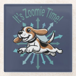 It’s Zoomie Time Beagle Glass Coaster