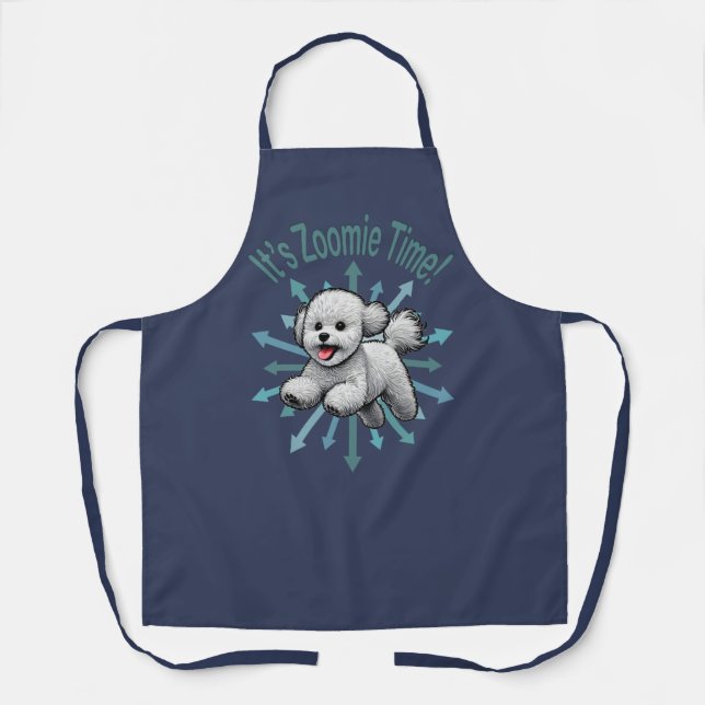 It’s Zoomie Time Bichon Frise Apron (Front)