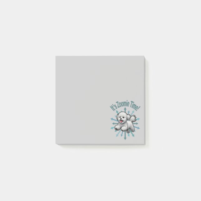 It’s Zoomie Time Bichon Frise Post-it Notes (Front)