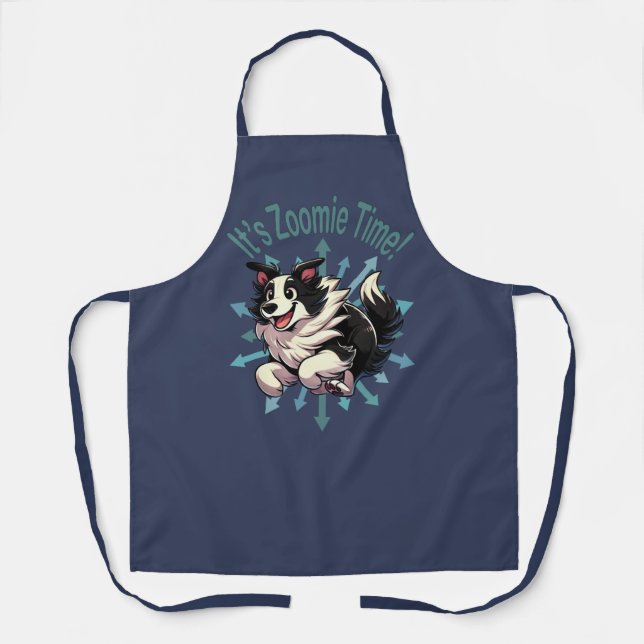 It’s Zoomie Time Border Collie Apron (Front)