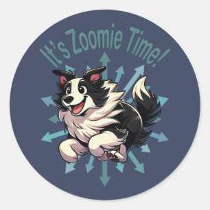 It’s Zoomie Time Border Collie Classic Round Sticker
