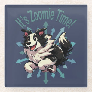 It’s Zoomie Time Border Collie Glass Coaster