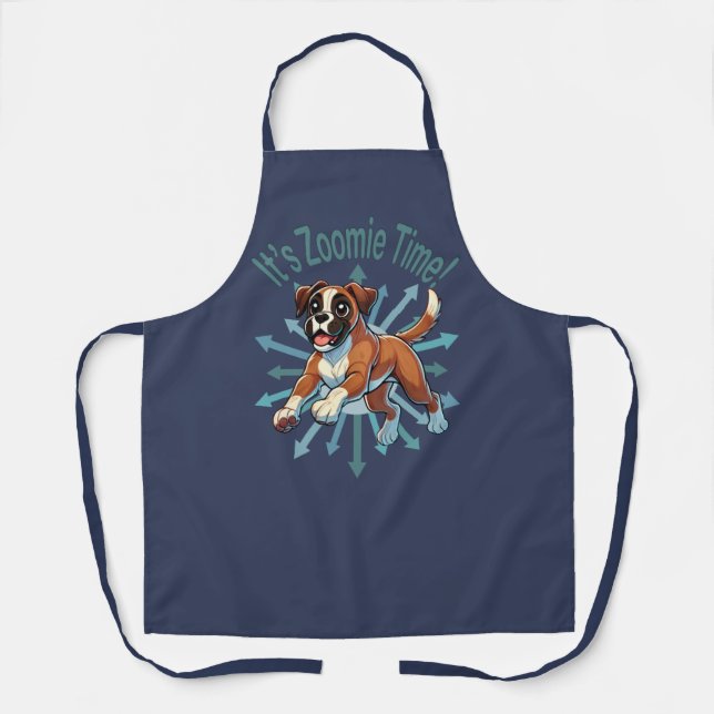 It’s Zoomie Time Boxer Apron (Front)