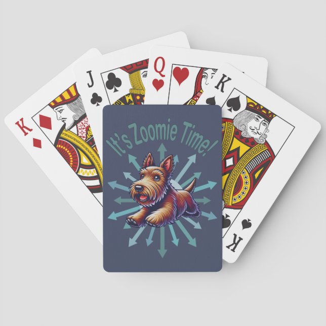 It’s Zoomie Time Brown Scotty Playing Cards (Back)