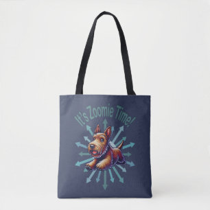 It’s Zoomie Time Brown Scotty Tote Bag