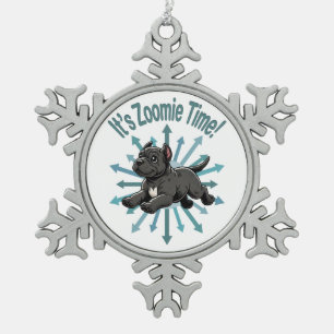 It’s Zoomie Time Cane Corso Snowflake Pewter Christmas Ornament