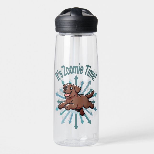 It’s Zoomie Time Chocolate Lab Water Bottle (Front)
