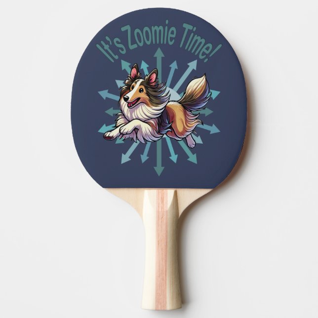 It’s Zoomie Time Collie Ping Pong Paddle (Front)