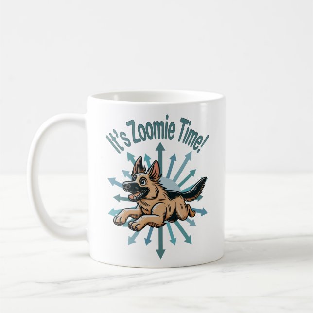 It’s Zoomie Time German Shepherd Coffee Mug (Left)
