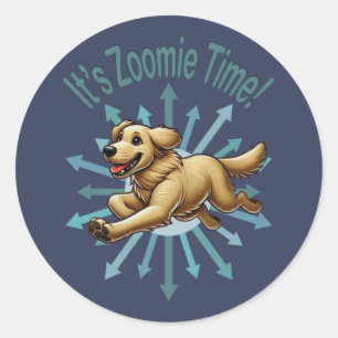 It’s Zoomie Time Golden Retriever Classic Round Sticker