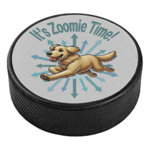 It’s Zoomie Time Golden Retriever Hockey Puck