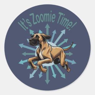 It’s Zoomie Time Great Dane Classic Round Sticker