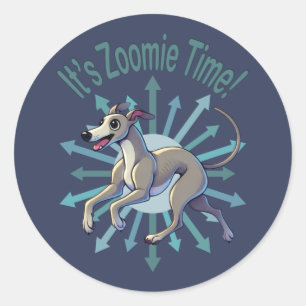 It’s Zoomie Time Greyhound Classic Round Sticker