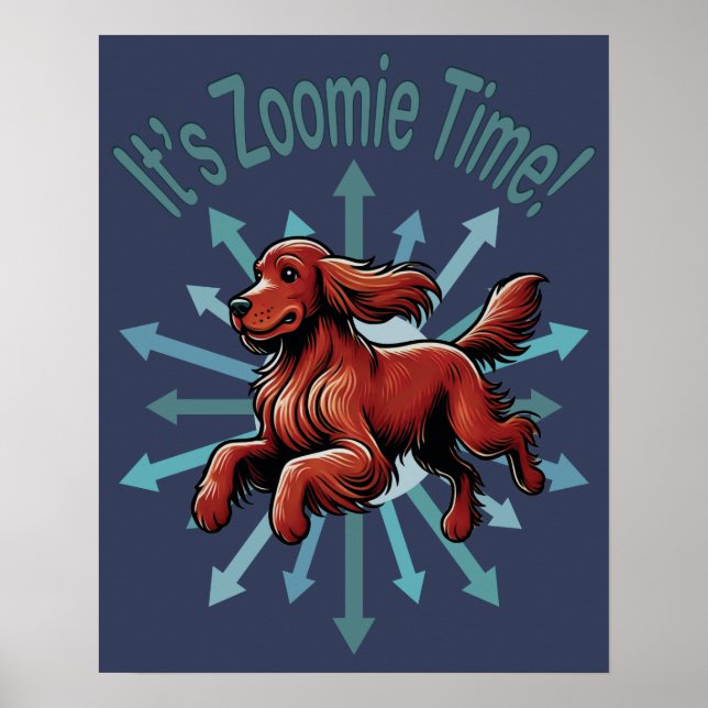 It’s Zoomie Time Irish Setter Poster (Front)