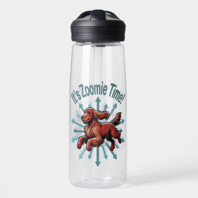 It’s Zoomie Time Irish Setter Water Bottle (Front)