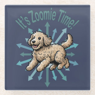 It’s Zoomie Time Labradoodle Glass Coaster