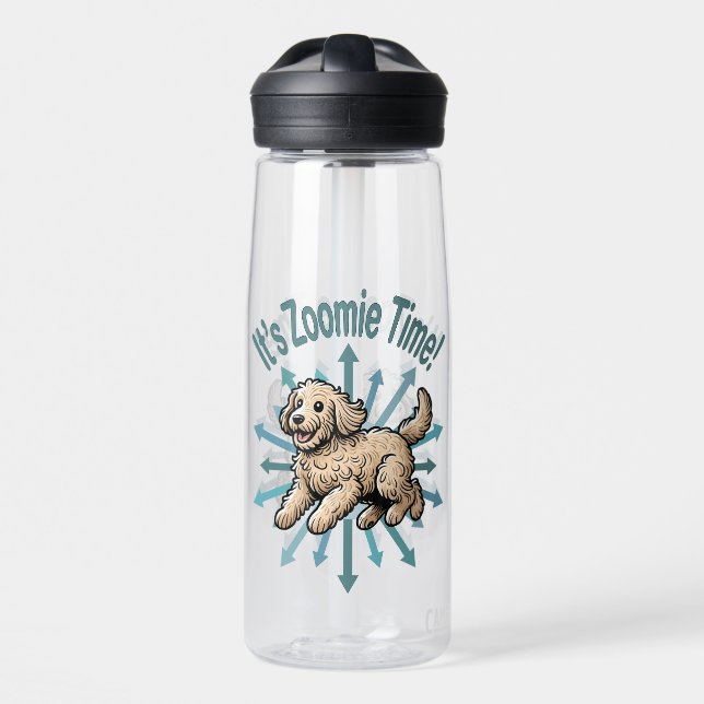 It’s Zoomie Time Labradoodle Water Bottle (Front)