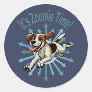 It’s Zoomie Time Medium Beagle Mutt Classic Round Sticker
