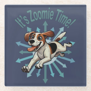It’s Zoomie Time Medium Beagle Mutt Glass Coaster