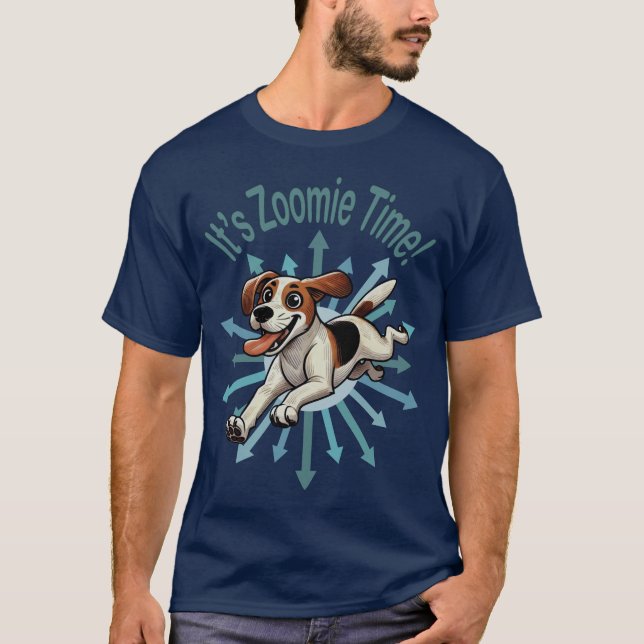It’s Zoomie Time Medium Beagle Mutt T-Shirt (Front)