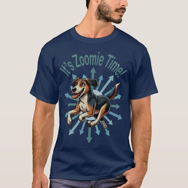 It’s Zoomie Time Medium Mutt T-Shirt (Front)