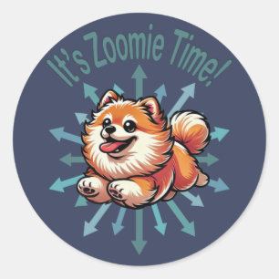 It’s Zoomie Time Pomeranian Classic Round Sticker